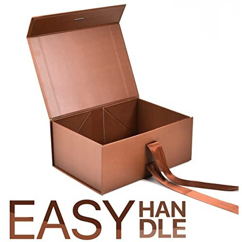 Rbs - Rigid Box Sivakasi-Brown Folding Gift Box(23X16X10Cm)With Ribbon(1Pack)Gift Packing Box Scratchfree Multipurpose Gift Boxes For Gifting Reuse Collapsible Hamper Box Gift Box For Present(Brown)
