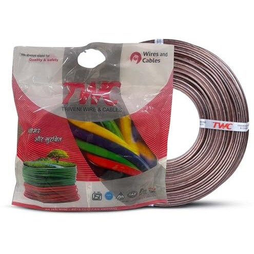 Twc Copper-Sw Sqmm-45 Meter Double Core Core Electrical Wire | Insulated Pvc Copper Wire | Cable For Domestic & Industrial Connection Purpose | Flame Resistant