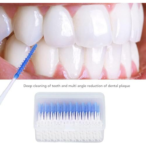 Street27 160 Pcs Interdental Manual Adults Brush Ultra Tight Bristles Tooth Flossing Head Oral Dental Hygiene Brush Tooth Pick Flosser Toothpick Sticks (Blue,160Pcs)