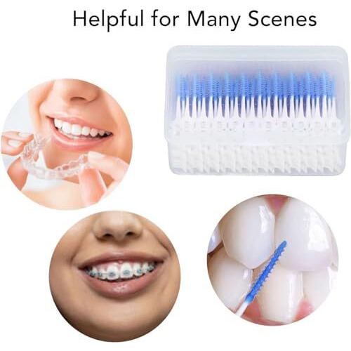 Street27 160 Pcs Interdental Manual Adults Brush Ultra Tight Bristles Tooth Flossing Head Oral Dental Hygiene Brush Tooth Pick Flosser Toothpick Sticks (Blue,160Pcs)