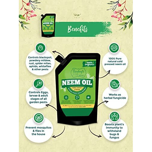 Bombay Greens  Sow, Grow, Eat, Repeat Bombay Greens Water Soluble Neem Oil For Plants Insect Spray, 100% Pure Cold Pressed Neem Oil For Indoor & Outdoor Plants - 250 Ml