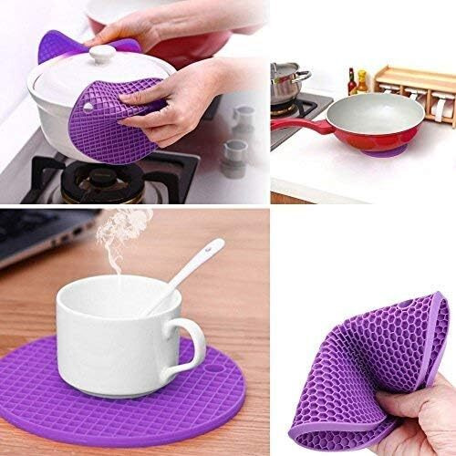 Techsrmaji Round Silicone Trivet Mats, Non Stick, Non Slip, Scratch Proof, High Heat Resistant Mats For Hot Pans, Kitchen Mats Hot Pad Jar, Dishwasher Safe Mat, Trivet Mats For Kitchen (Pack Of 4)