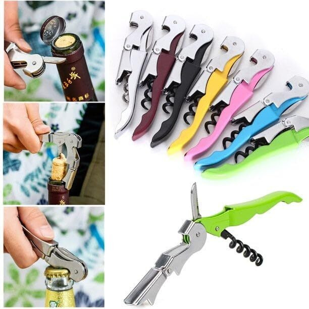 Royals Black Stainless Steel Wine Cork Screw Opener | Black Bottle Opener For Wine And Beer