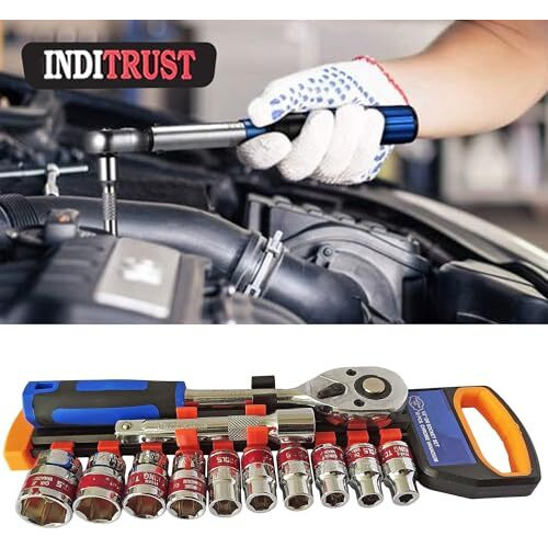 Dumdaar 12 In 1 Heavy Duty Socket Set 1/2 Chrome Vanadium Steel Hex 12Pc Socket Set Goti Set And Ratchet Spanner Tool Kit