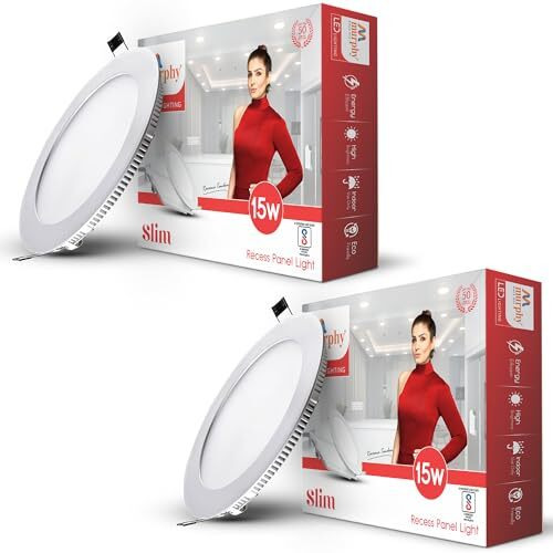 Murphy 15-Watts Slim Round Led Panel Ceiling Light (Cool White) - Pack Of 2
