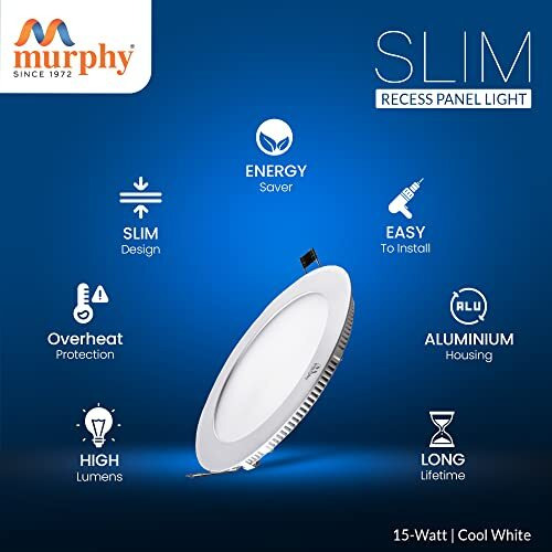Murphy 15-Watts Slim Round Led Panel Ceiling Light (Cool White) - Pack Of 2