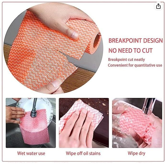 Warmfinity Pack Of 2 Multipurpose Kitchen Roll/Towel Roll/Napkins/Washable And Reuseable 80 Pulls Each Roll (Multicolor) Cleaning Tissue Highly Absorbent Non Woven