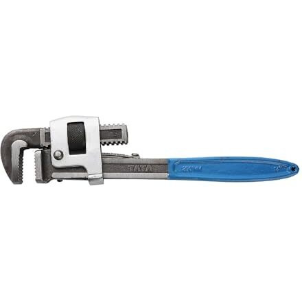 Agrico Tata Stilson Type Pipe Wrench Ideal For Construction & Heavy-Duty Applications, Alloy Steel Wrench | For Industrial & Professional Use | Grey & Blue (14Inch/350 Mm)