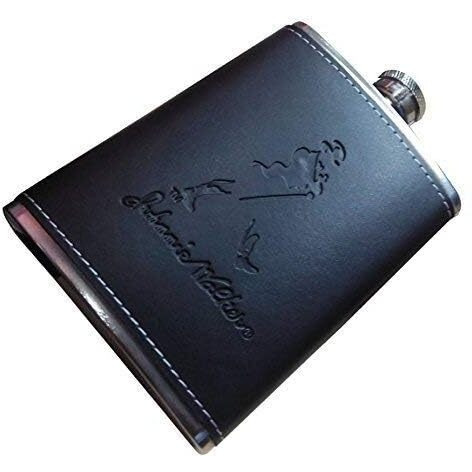 Wagela Stainless Steel And Stitched Leather Hip Flask 8 Oz (230 Ml) Alcoholic Beverage Holder(Model Assorted Whichever Available)