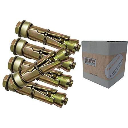 Pure Source India Anchor Fasteners,Size 6 Mm, Pack Of 12 Pcs (Gold)(Iron, [Round ])