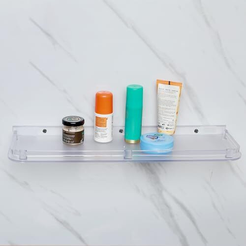 Lipka Abs Square Rack/Shelf Tray | Abs Plastic Unbreakable Wall Mounted Square Shelf | Organizer/Storage Rack/Shelf Tray For Kitchen And Bathroom | Pack Of 1 - Transparent