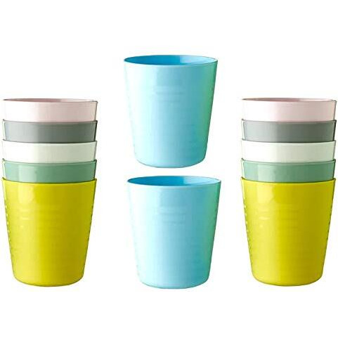 Ikea Plastic Polypropylene Mug - 12 Pieces, Multicolour, 8 Oz