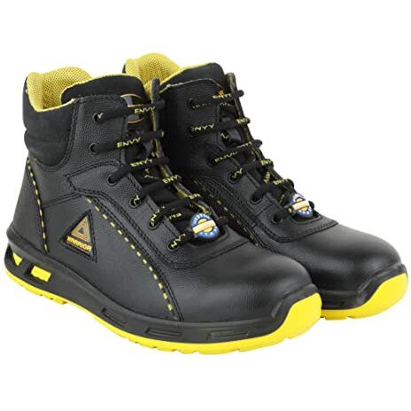 Liberty Warrior Envy Earth Safety Boots For Men, Ankle Boot, Genuine Leather, Steel Toe, Yellow/Black, Sizes-6Uk-11Uk
