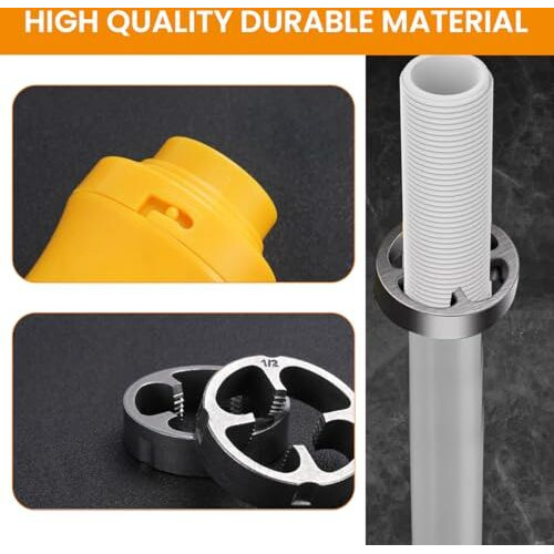 Serplex Pipe Threading Dies For Electric Drill, Plastic Pipe Tap Die Set With 3 Dies, 3-Sizes 1/2'', 3/4'', 1'' Snap-On Pipe Threader Tool Attachments No Burr Threader Dies For Pvc Pipe, Plastic Pipe