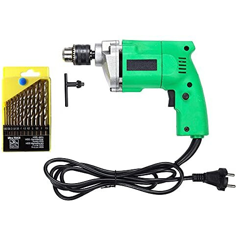 Atrhz New 10Mm Powerful Drill Machine Set - Yellow & Black | Complete Kit And 13Pcs Drill Bits | For Home Essential & Accessories Drilling Use - Drl13Bthob | High Speed Drill Machine
