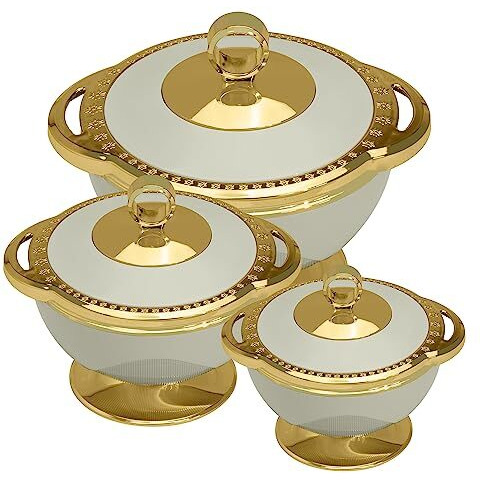 Selvel Milano Inner Steel Casserole Set Of 3 (1700Ml, 1100Ml, 600Ml)|Bpa Free|Advanced P.U. Insulation| Hot Box For Kitchen | Keeps Food Hot & Fresh Chapati, Roti, Biryani And More (Repose Grey)