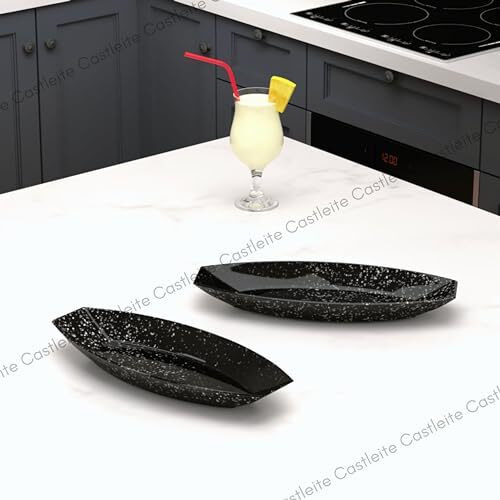 Castleite Multi-Purpose Kitchen Serving Platter Deluxe Melamine Crockery Set Of 2 - Versatile Chip And Dip Tray For Snacks, Starters & Desserts (Orleans)