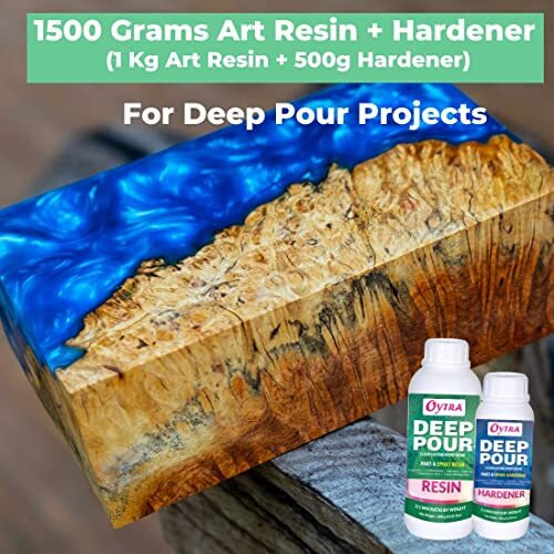 Oytra Casting Resin Hardener Liquid 1.5 Kgs 21 Ratio Deep Pour Epoxy For Tabletop Art Materials Crystal Clear High Gloss Craft Perfect For Table Making Preservation And Large Diy Cast Art Projects