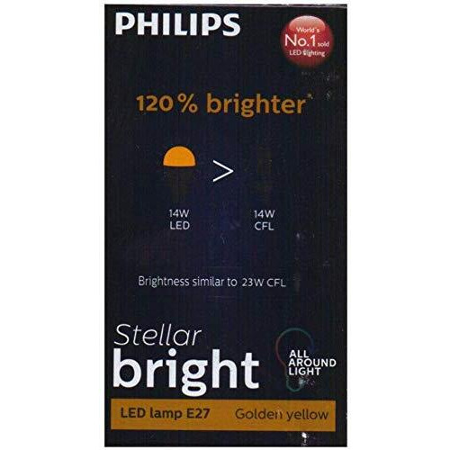 Philips 14W Base E27 Led Bulb (Golden Yellow) - Pack Of 2