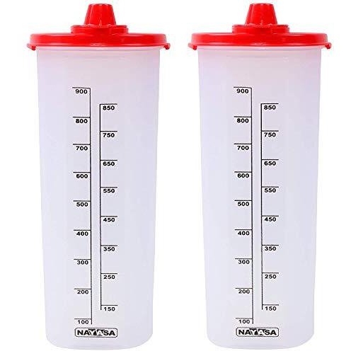 Nayasa Plastic Oil Dispenser 1000 Ml Set Of 2 Red