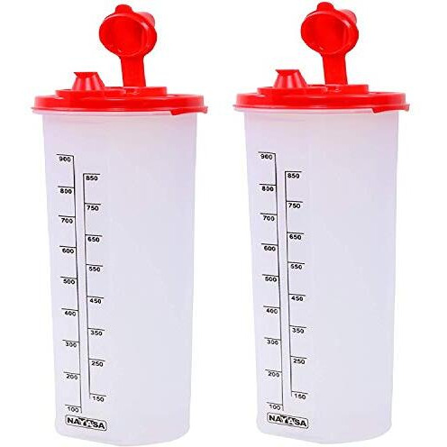 Nayasa Plastic Oil Dispenser 1000 Ml Set Of 2 Red
