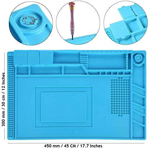 Pagkis Anti Static Esd Safe Heat Insulation Working Silicone Magnetic Mat - Large (450 X 300 Mm), Blue