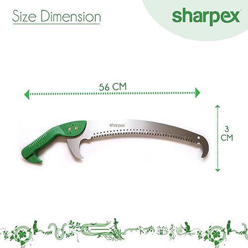 Sharpex Heavy Duty Pruning Hand Saw | Curved Blade Hand Saw | Comfort Handle | Designed For Single-Hand Use | Perfect For Trimming Trees, Plants, Shrubs, Wood, And More (Green)