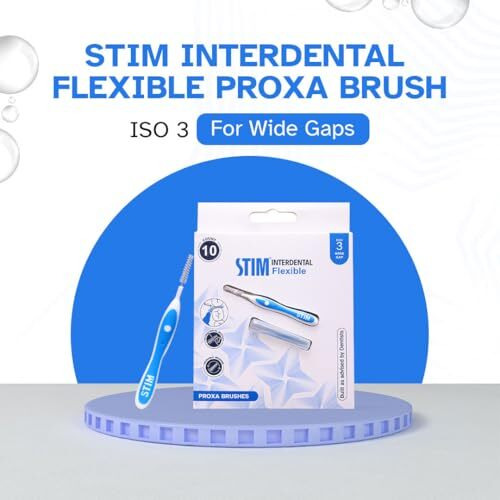 Stim Interdental Flexible | Interdental Brush | 10 Brushes | Iso - 3 For Wide Gaps Between The Teeth - Pack Of 1