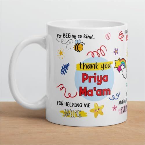 Eagletail India Thank You Teacher Personalized Mug - Custom Teacher's Name - Best Teacher Gift - 11Oz Ceramic Coffee/Tea Cup Eti1443 (Ma'Am/Sir) - 325 Ml