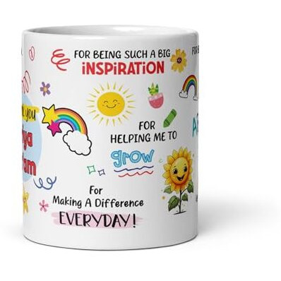 Eagletail India Thank You Teacher Personalized Mug - Custom Teacher's Name - Best Teacher Gift - 11Oz Ceramic Coffee/Tea Cup Eti1443 (Ma'Am/Sir) - 325 Ml