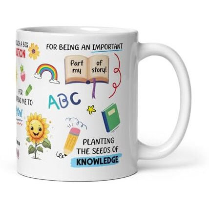 Eagletail India Thank You Teacher Personalized Mug - Custom Teacher's Name - Best Teacher Gift - 11Oz Ceramic Coffee/Tea Cup Eti1443 (Ma'Am/Sir) - 325 Ml