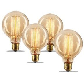 Kinis Vintage Style Incandescent Light Bulbs/Bulb For Wall Light/Bulb For Hanging Light/Bulb For Pendant Light/Bulb For Chandelier/Bulb For Decorative Lights (Kin-G80 Bulb, Pack Of 4)