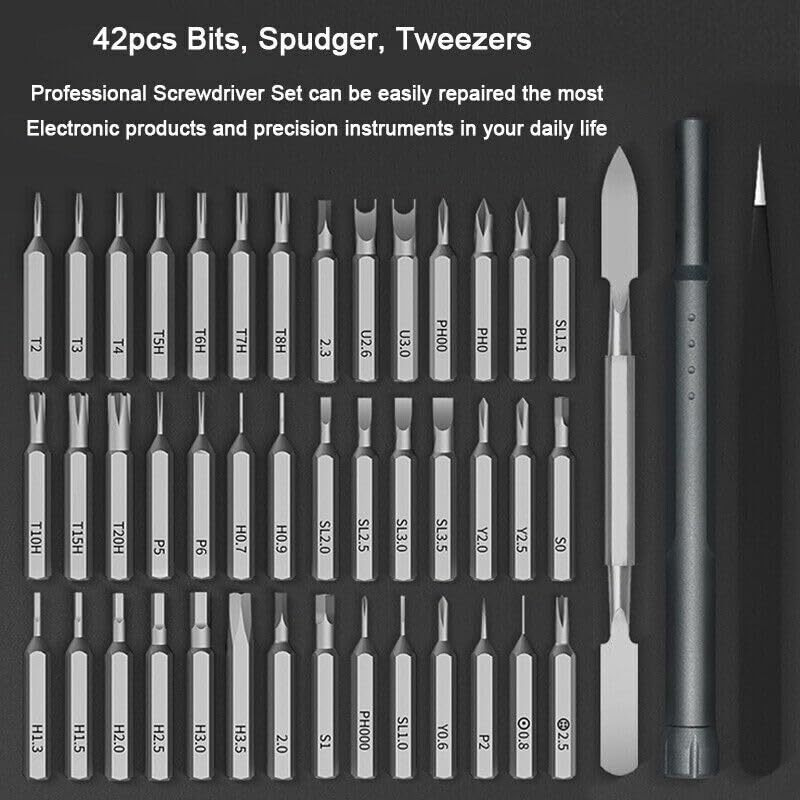 Skylight 46-Piece Magnetic Screwdriver Set With 42 S2 Bits & Extension Rod For Electronics, Eyeglass, Phone, Computer, Watch Maintenance Combination Multifunction Precision Repair Tool Kit