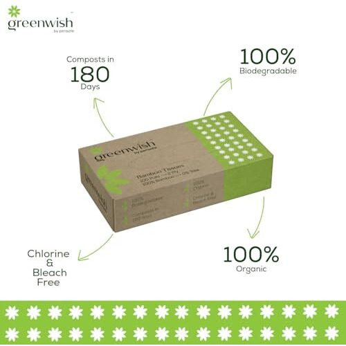 Greenwish Bamboo Soft Facial Tissue Box-100Pulls (Pack Of 5) | 100% Biodegradable, Eco Friendly And Chemical Free | Car Tissue Box