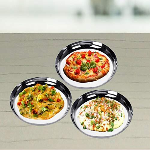 Sumeet Stainless Steel Apple Shape Heavy Gauge Dessert Plates With Mirror Finish -17.8Cm Dia Set Of 3 Pcs