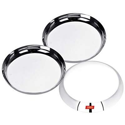 Sumeet Stainless Steel Apple Shape Heavy Gauge Dessert Plates With Mirror Finish -17.8Cm Dia Set Of 3 Pcs