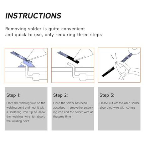Towot Solder Wick Braid With Flux No-Clean Electronic, Desoldering Wick Braid Remover.Desolder Soldering 2.5Mm W 0.10'' L 5'