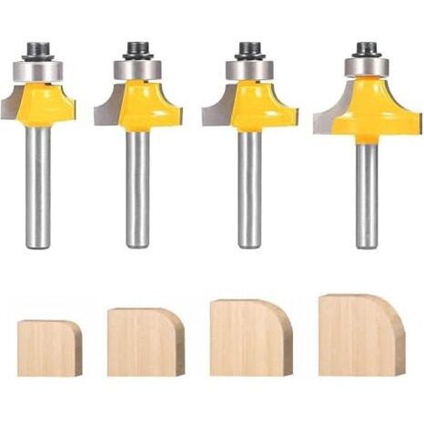 Serplex 4Pcs Roundover Router Bits Set For Woodworking, 6Mm Shank, Multiple Radius Options (1/8", 1/4", 3/16", 5/16"), Durable Tungsten Steel For Smooth, Clean Cuts On Hardwood, Softwood, Plywood