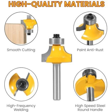 Serplex 4Pcs Roundover Router Bits Set For Woodworking, 6Mm Shank, Multiple Radius Options (1/8", 1/4", 3/16", 5/16"), Durable Tungsten Steel For Smooth, Clean Cuts On Hardwood, Softwood, Plywood
