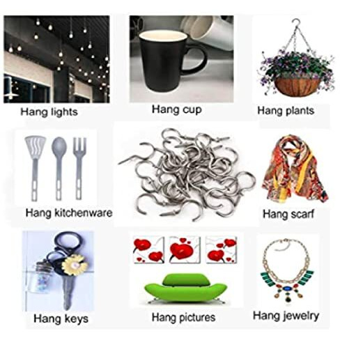 Q1 Beads 40 Pcs 1.5" Steel Cup Hook Ceiling Hooks J Hook Heavy Duty For Hanging Indoor & Outdoor (Chrome, 1.5 Inch, 40 Pcs)