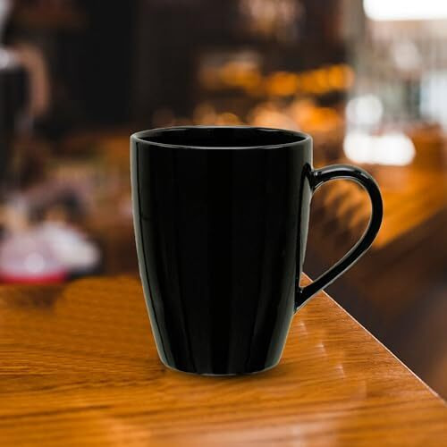 Craf10 Exquisite Solid Ceramic Coffee Mugs - Black Color,Microwave Safe- 340Ml Capacity, Dishwasher & Freezer Safe