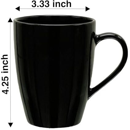 Craf10 Exquisite Solid Ceramic Coffee Mugs - Black Color,Microwave Safe- 340Ml Capacity, Dishwasher & Freezer Safe