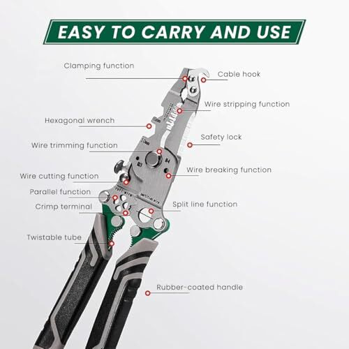 Serplex Folding Wire Cutter 18 In 1 Multifunctional Wire Cutter Stripper Tool Folding Handle Design Carbon Steel Wire Cutter Wire Stripper Crimper Portable Crimping Tool For Electrician