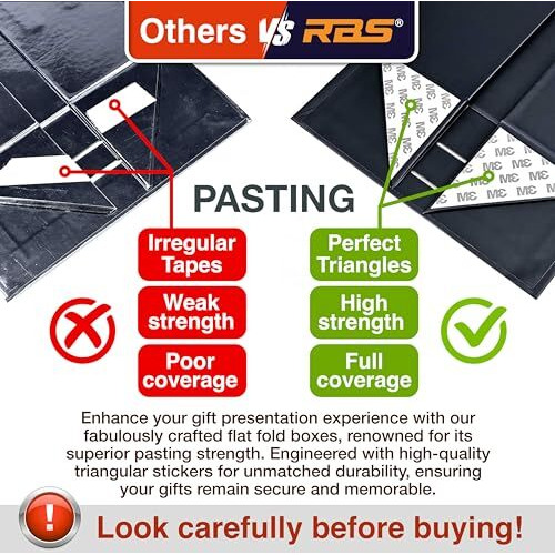 Rbs - Black Gift Boxes For Packaging (Empty) 23 X 16 X 10Cm Holds Upto 5Kg, Multipurpose Valentine Gift Boxes For All Occasions (1 Pack) Cardboard Box Empty, Gift Boxes For Presents (Red Ribbon)