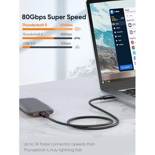 Cablecreation 80Gbps Usb 4 Cable 3.3Ft, 120Gbps Bandwidth, 8K 60Hz Display, 240W Charging, Compatible With Thunderbolt 5,Thunderbolt 4/3, Usb4, Ssd, Macbook M4 Pro, Dock, Egpu