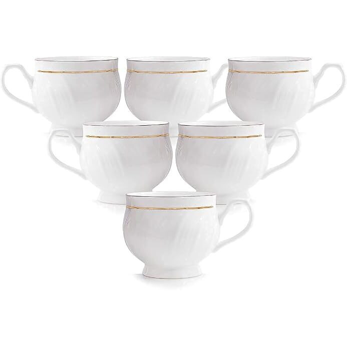 Maya Sales Bharattradedynamics Pack Of 6 Bone China Bone China Tea Cup Coffee Cup - 6 Pieces, White, 120 Ml (White)