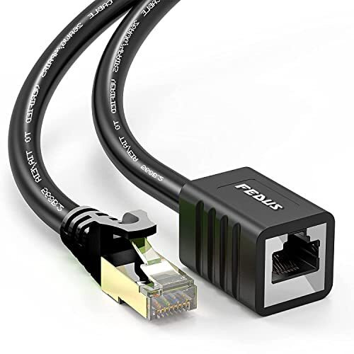 Fedus Cat8 Ethernet Extension Cable 1.5 Meter Rj45 Shielded Male To Female Lan Cord Extender Cable, Support Cat7 / Cat6 / Cat5E / Cat5 Standards High Speed 40Gbps 2000Mhz Sftp Patch Cord Lan Cable