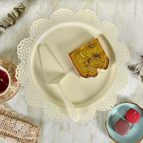 Elan Scallop Cupcake Stand | Desserts Candy, Fruits, Dry Fruits Plates |Cake Stands For Wedding Birthday | Beautifully Designed Decorative Metal Cake Stand For Parties Server Size (13-Inch-White)