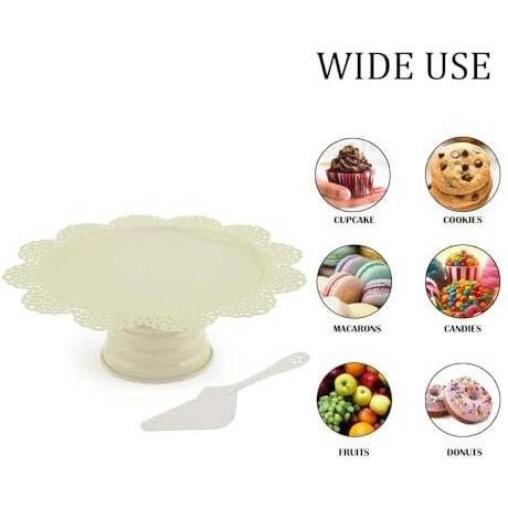 Elan Scallop Cupcake Stand | Desserts Candy, Fruits, Dry Fruits Plates |Cake Stands For Wedding Birthday | Beautifully Designed Decorative Metal Cake Stand For Parties Server Size (13-Inch-White)