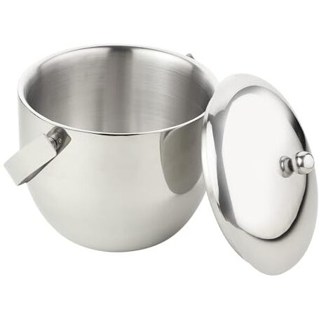 Car-O-Bar Mirror Finish Stainless Steel Ice Bucket With Tong - 1500 Ml | Ice Bucket For Bar & Home | Premium Design Ice Bucket| Bar Accessory